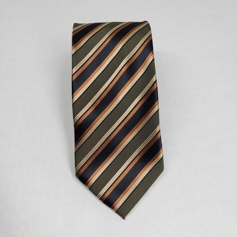 Vintage Alexander Julian Colours Mens Tie Striped 3"x 61.5" Black Green Business - Picture 2 of 9